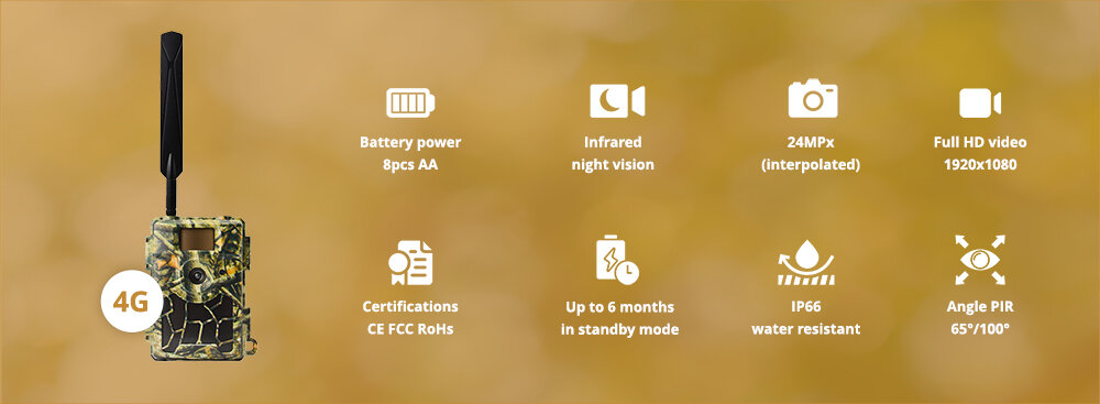 Wachman Rio4G Lauko kamera